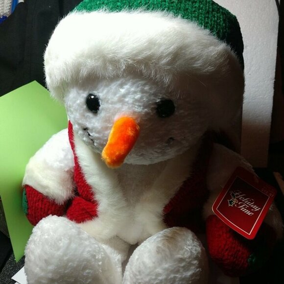 Vtg. Rare CommonWealth Kmart Co White Snowman Fur Green Hat Red Vest 199… - Picture 3 of 16